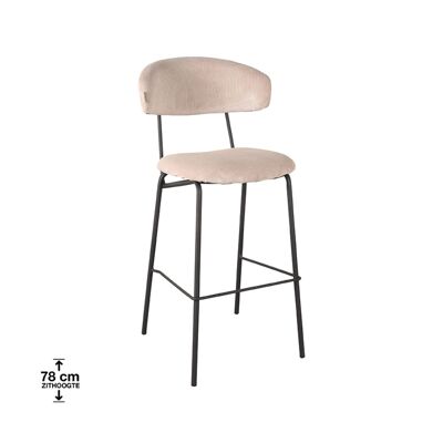 Furnlive Bar stool Zack - Natural - Corduroy - Seat height 78