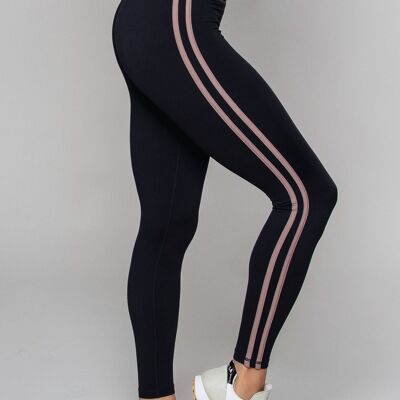 Legging taille haute passepoilé Stride noir/taupe
