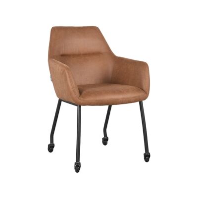 Sedia da pranzo Furnlive Lenny - Cognac - Microfibra