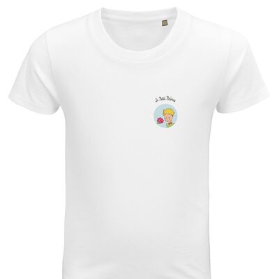 Camiseta blanca "Le Petit Prince Rose coeur"