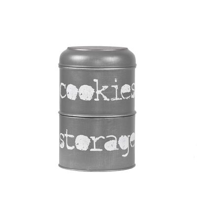 Furnlive Storage Tin Storage Tin - Antique Grey - Metal - 17x17x27 cm