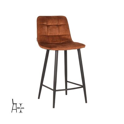 Furnlive Taburete de bar Jelt - Ocre - Terciopelo - Altura del asiento 65