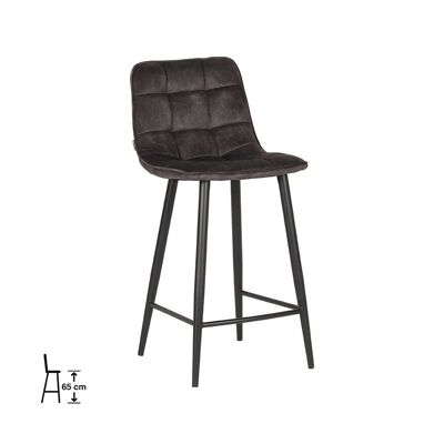 Taburete de bar Furnlive Jelt - Antracita - Terciopelo - Altura del asiento 65