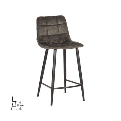 Taburete de bar Furnlive Jelt - Hunter - Terciopelo - Altura del asiento 65