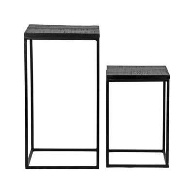 Furnlive Side table Vintage - Black - Mango wood