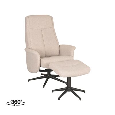 Furnlive Armchair Bergen - Natural - Boucle - Incl.Stool