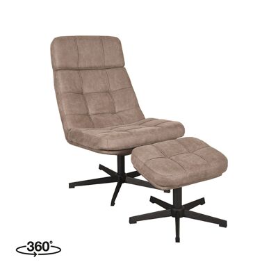 Furnlive Poltrona Alvar - Tortora - Boucle - incl. Sgabello