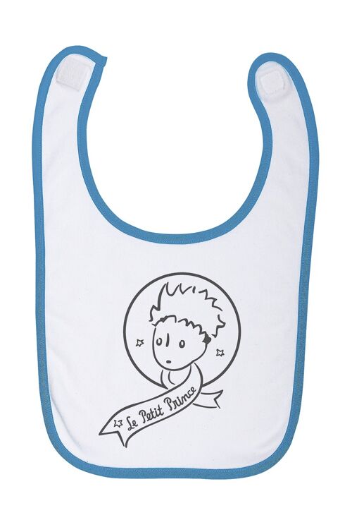 Bavoir blanc / bleu ciel " le Petit Prince monochrome "