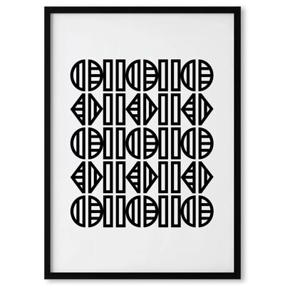 Semi Circles Lines Triangles Black & White - Geometric, Abstract Wall Art / Giclée Art print - Size A3 & A2