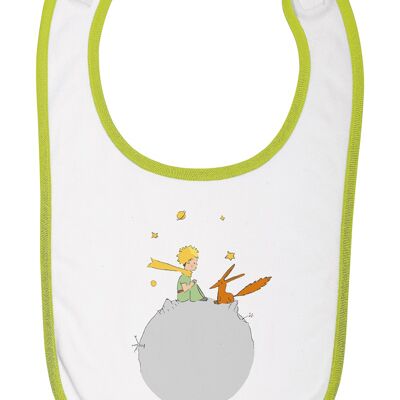 White / green bib "The Little Prince and the Fox on the Moon"