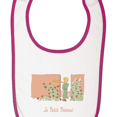 White and mauve bib "In the middle of the roses"