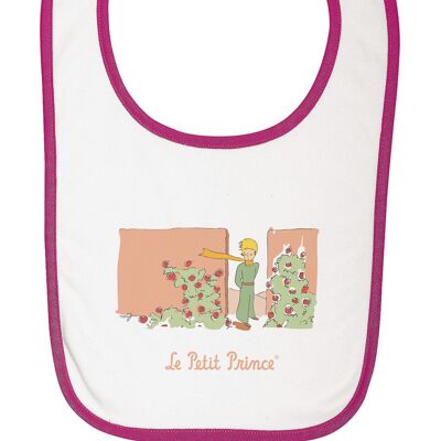 White and mauve bib "In the middle of the roses"