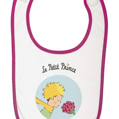 White and mauve bib "The Little Prince and the Bubble Rose"