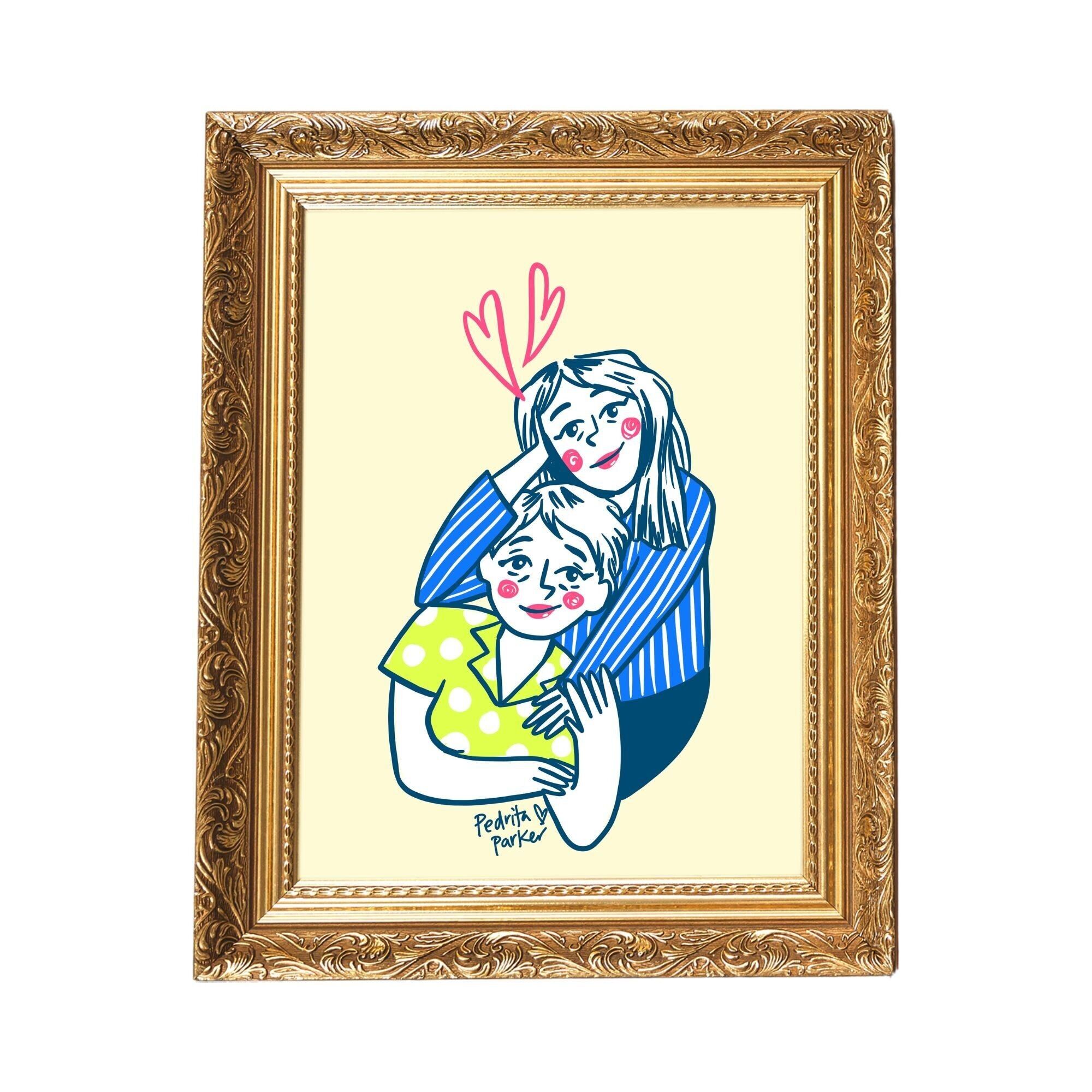 Stampa "Adoro le ragazze".Sfondo giallo