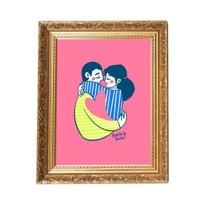 Feuille de coeur.Fond rose