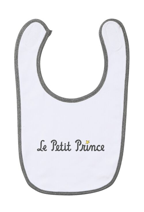 Bavoir Blanc / gris " le Petit Prince typo "