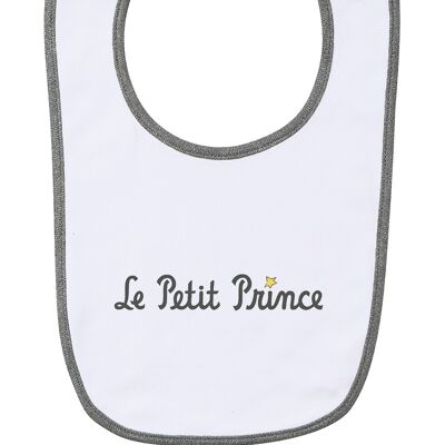 Bavoir Blanc / gris " le Petit Prince typo "
