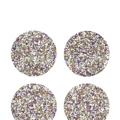 Purple Speckled Round Cork Coasters - Set of 4