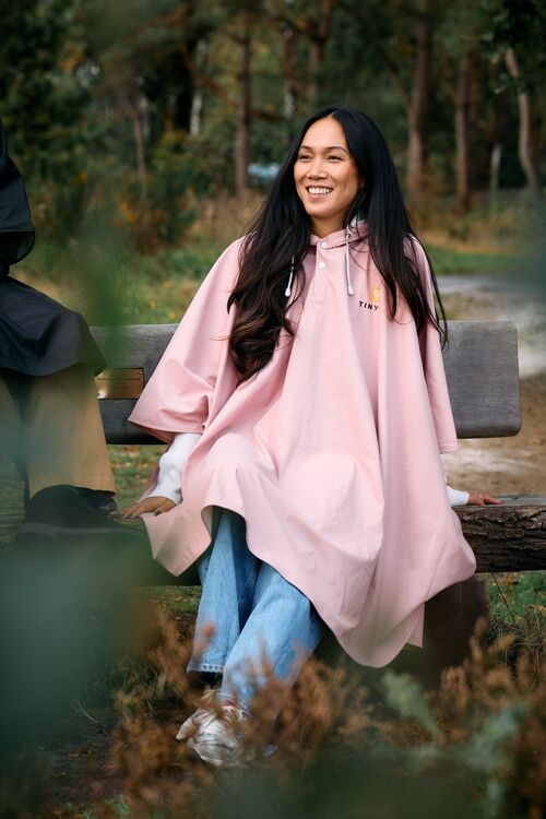 TinyTin - Pale Pink | Rain poncho | 100% Waterproof | Lightweight & Reusable| Travel & Retail Ready