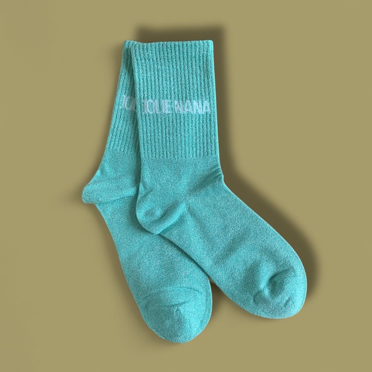 Pair of "Pretty Girl" Sequin Socks - Cyan