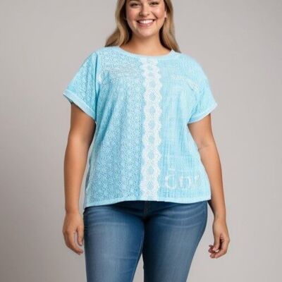 T-shirt grande taille turquoise (C8013)