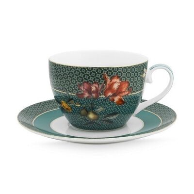 PIP - Taza y plato de té verde Winter Wonderland Bird - 280ml