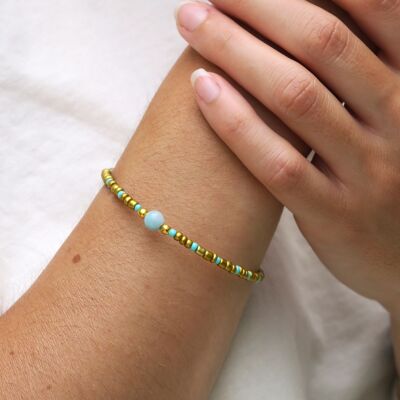 Pulsera de moda INDI - Perla AGUAMARINA