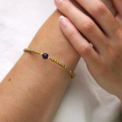 Bracelet fantaisie INDI - Perle améthyste