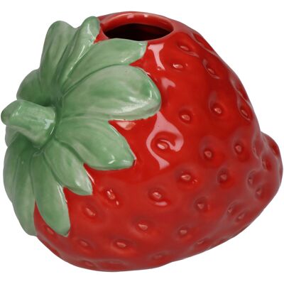 vase à fraises rouge