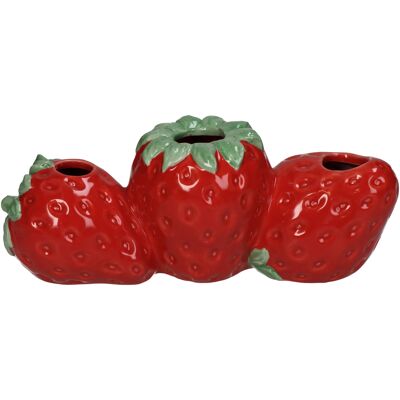 vase à fraises rouge long