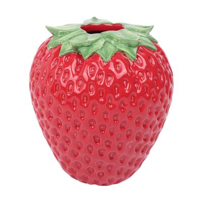 Jarrón de fresas rojo grande