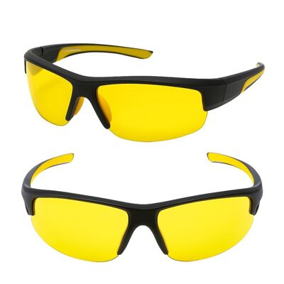 Gafas de sol deportivas rectangulares con lentes tintadas amarillas y patillas ajustadas de la marca Juyar
