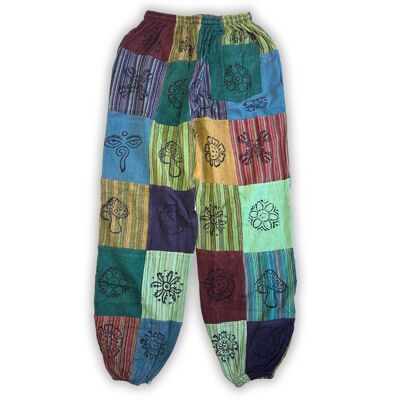 Pantaloni a fungo S/M - Disegni a stampa a blocchi - Toni del verde
