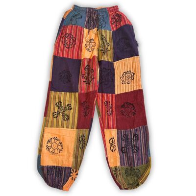 Pantaloni a fungo L/XL - Disegni a stampa a blocchi - Toni arancioni