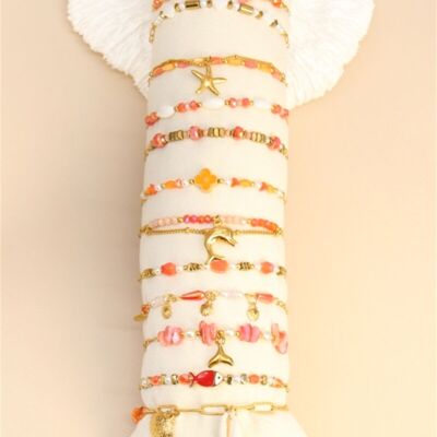 Lot 12 bracelets perles en acier inoxydable – Offrez l’élégance en série