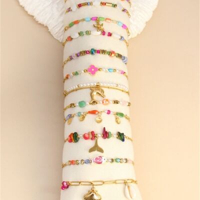 Set di 12 bracciali in acciaio inossidabile con perle a tema marino – Eleganza oceanica