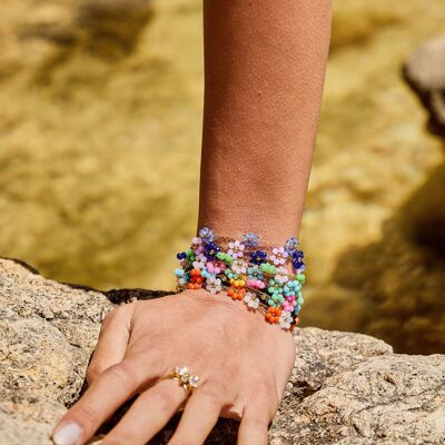 Set mit 12 Blumenarmbändern aus Edelstahl – Natürliche Eleganz