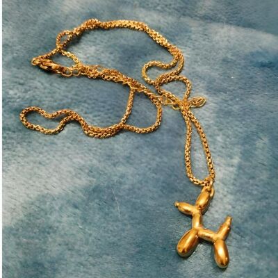 Collier Balloon Dog en acier inoxydable plaqué or 18 carats