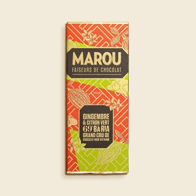 Mini Dark Chocolate Tablet 69% Ginger & Lime – 24 g – Vietnam – Grand Cru Ba Ria