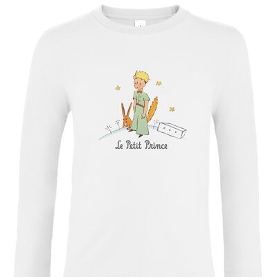 Weißes Langarm-T-Shirt "Der kleine Prinz und der Fuchs"