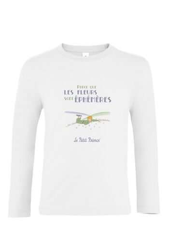 T-shirt Manches longues blanc " Fleurs Éphémères "