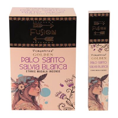 12 bastoncini di incenso Palo Santo dorato e salvia bianca - 15 gr