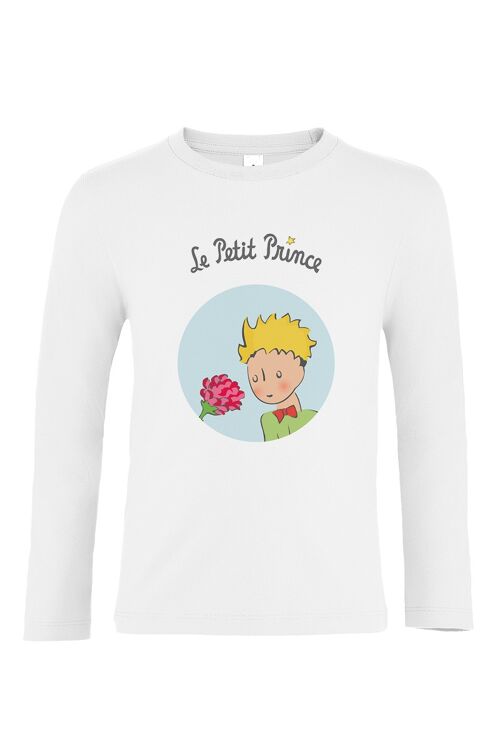 T-shirt Manches longues blanc " le Petit Prince et la Rose bulle "