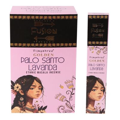12 bâtonnets d'encens Palo Santo doré et lavande - 15 g