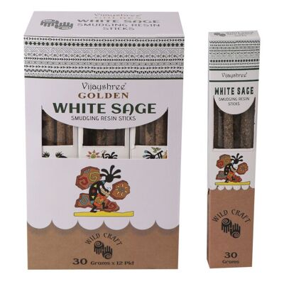 12x Varillas de Resina para Difuminar con Salvia blanca Dorada 30g (6 unidades)