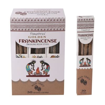12 bâtonnets de résine à smudging avec encens doré 30 g (6 unités)