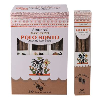 12 bastoncini di resina di Palo Santo dorato da 30 g (6 unità)