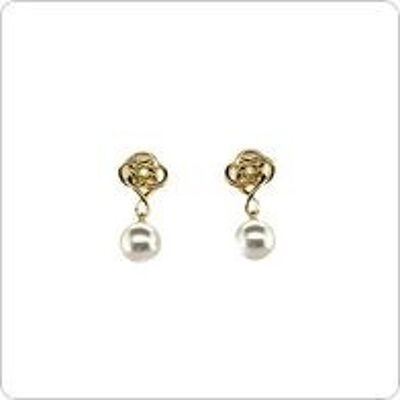 Boucles d'oreilles à tige en perles de zircone plaquées or
