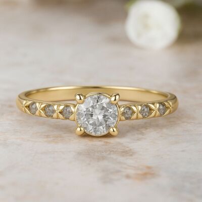 Anillo de diamantes de loto blanco