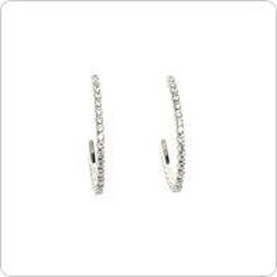 Boucles d'oreilles créoles rhodiées 28 mm zircone ovale